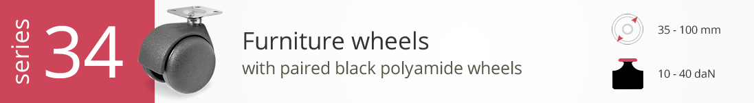 Furniture wheels with polyamide wheels