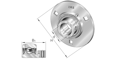 INA Flanged ball bearing unit plaatstaal :: GRA25-XL :: 1