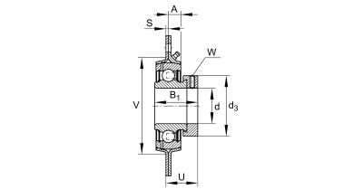 INA Flanged ball bearing unit plaatstaal :: GRA25-XL :: 2