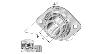 INA Flanged ball bearing unit plaatstaal :: RAT25-XL :: 1