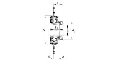 INA Flanged ball bearing unit plaatstaal :: RAT20-XL :: 2