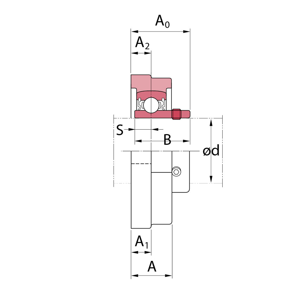 Koyo Flenslagerblok zink :: UFL 000JE1 :: 2