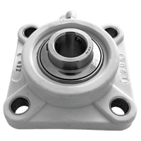 Flenslagerblok kunststof wit PBT/RVS :: SUCF 204K