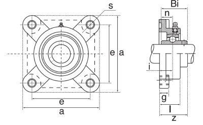 Plastic flanged block bearing unit white PBT/INOX :: SUCF 204K :: 2