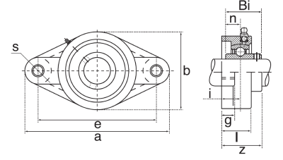 Plastic flanged block bearing unit white PBT/INOX :: SUCFL 208K :: 2