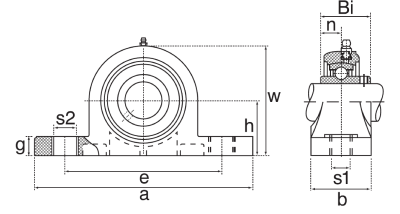 Kussenlagerblok kunststof wit PBT/RVS :: SUCP 204K :: 2