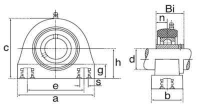 Plastic pillow block bearing unit white PBT/INOX :: SUCPA 208K :: 2