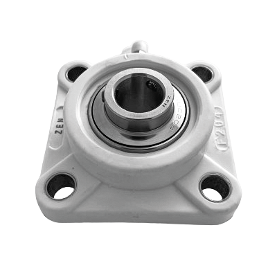 Plastic flanged block bearing unit white PBT/INOX :: SUCF 204K :: 1