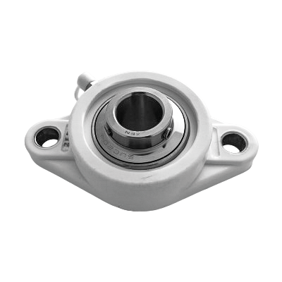 Plastic flanged block bearing unit white PBT/INOX :: SUCFL 204K :: 1