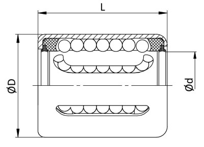 Linear ball bearing (16x24x30) :: KH-1630-PP :: 2