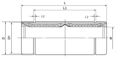 Lineair kogellager (8x16x46) :: LME-08-L-UU :: 2