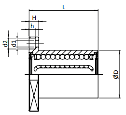 Linear ball bearing with square flange (12x22x32) :: LMEK-12-UU :: 3