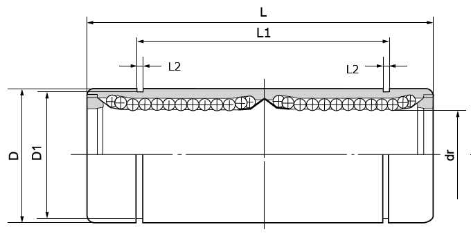 Lineair kogellager (16x26x68) :: LME-16-LUU :: 2