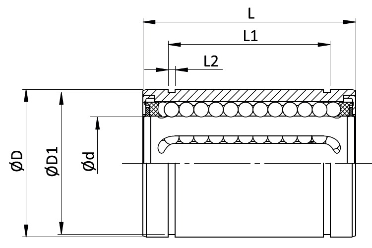 Lineair kogellager (8x16x25) :: LME-08-UU :: 2
