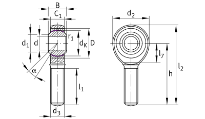 INA/Elges Male rod end, right thread, maintenance-free :: GAKR12-PW-A :: 2