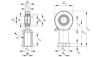 INA/Elges Stangkop binnendraad rechts, onderhoudsplichtig :: GIR40-DO-2RS :: 2