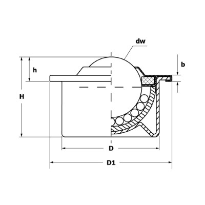 Ball transfer unit 30mm steel :: SPS 30 B :: 2