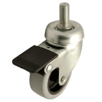 Swivel castor rubber 80mm with front brake (G-P6/GRU-DR/M12x25-galvanised) :: 27-9080