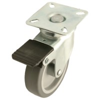 Swivel castor rubber 100mm with front brake (G-P6/GRU-PL-galvanised) :: 27-8100