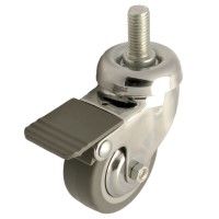 Swivel castor rubber 50mm with front brake (G-P6/GRU-DR/M8X15-CH) :: 28-9050