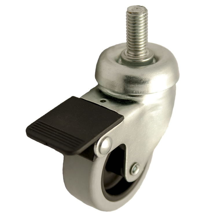 Zwenkwiel rubber 100mm met voorrem (G-P6/GRU-DR/M12x25-verzinkt) :: 27-9100