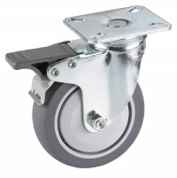 Zwenkwiel rubber 100mm met voorrem (K-P6/TRU-PL) :: 26-8204