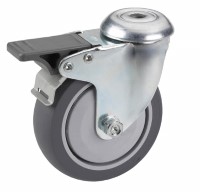 Zwenkwiel rubber 125mm met voorrem (K-P6/TRU-BO) :: 26-7205