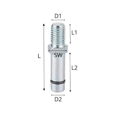 Meubelstift Ø8mm met draad M8x26mm :: 97-0016 :: 2