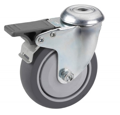 Swivel castor rubber 125mm with front brake (K-P6/TRU-BO) :: 26-7205 :: 1