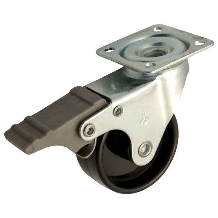 Zwenkwiel kunststof 75mm met voorrem (G-ZW/P6-PL) :: 32-8106