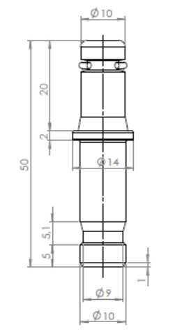 Furniture stem Ø10mm - Ø10mm, length 50mm with flange :: 2410/52-1 :: 2