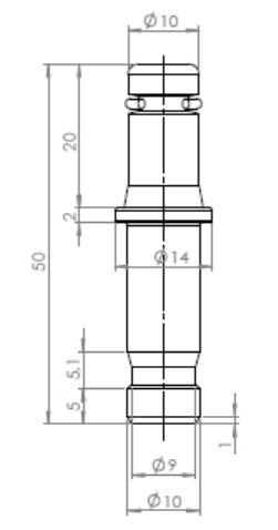 Meubelstift Ø10mm - Ø10mm, lengte 52mm met flens :: 2410/52-1 :: 2