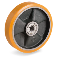 Loswiel kunststof 150mm met 17mm gat (K-GY/PU) :: 65-2104