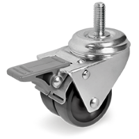 Zwenk tweelingwiel kunststof 50mm met voorrem (G-ZW/P6-DR/M10x25) :: 32-9202