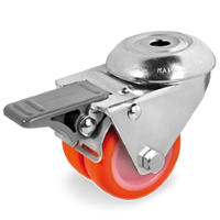 Zwenk tweelingwiel kunststof 50mm met voorrem (G-P6/IPU-BO) :: 36-7202