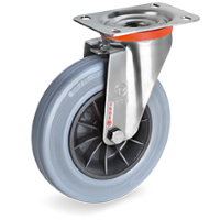 Swivel castor rubber 80mm stainless steel (G-PP/GRU-NLX/PL) :: 22-4801