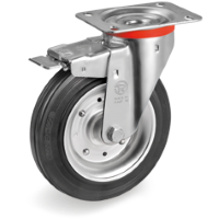 Zwenkwiel rubber 160mm met voorrem (G-PS/RU-NL/PL) :: 53-5410