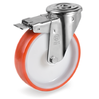 Swivel castor plastic 150x35mm with front brake (R-P6/IPU-NL/BO) :: 60-6424