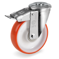Swivel castor plastic 80x30mm with front brake (K-P6/IPU-NL/BO) :: 60-5501