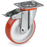 Swivel castor plastic 100x30mm with front brake (K-P6/IPU-NL/PL) :: 60-4902