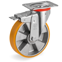 Zwenkwiel kunststof 200mm met voorrem (K-AL/PU-NL/PL) :: 65-6506