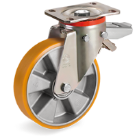 Zwenkwiel kunststof 160x50mm met achterrem (K-AL/PU-P/PL) :: 65-6614