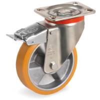 Zwenkwiel kunststof 100mm met voorrem (K-AL/PU-P/PL) :: 65-6602