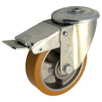 Swivel castor plastic 100mm with front brake (K-AL/PU-NL/BO) :: 65-6802