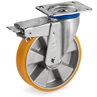 Zwenkwiel kunststof 160x50mm met voorrem (K-AL/PU-M/PL) :: 65-9714