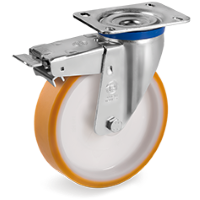 Zwenkwiel kunststof 150x40mm met voorrem (R-P6/PU-M/PL) :: 66-8904