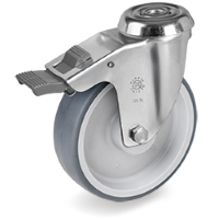 Swivel castor rubber 100x30mm with front brake (G-PP/TGRU-SL/BO) :: 71-6202