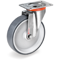 Swivel castor rubber 80x30mm stainless steel (R-PP/TGRU-NLX/PL-AP40) :: 71-4601