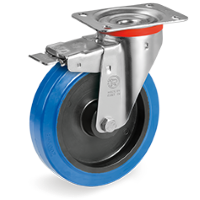 Swivel castor rubber 100x36mm with front brake (K-P6/ERU-NL/PL) :: 73-5802AE