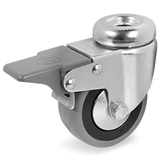 Swivel castor rubber 125x30mm with front brake (G-PP/GRU-BO-DRB) :: 37-7105 :: 1